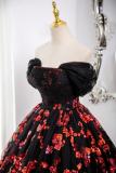 Sequins Flowers Fluffy Princess Prom Dress