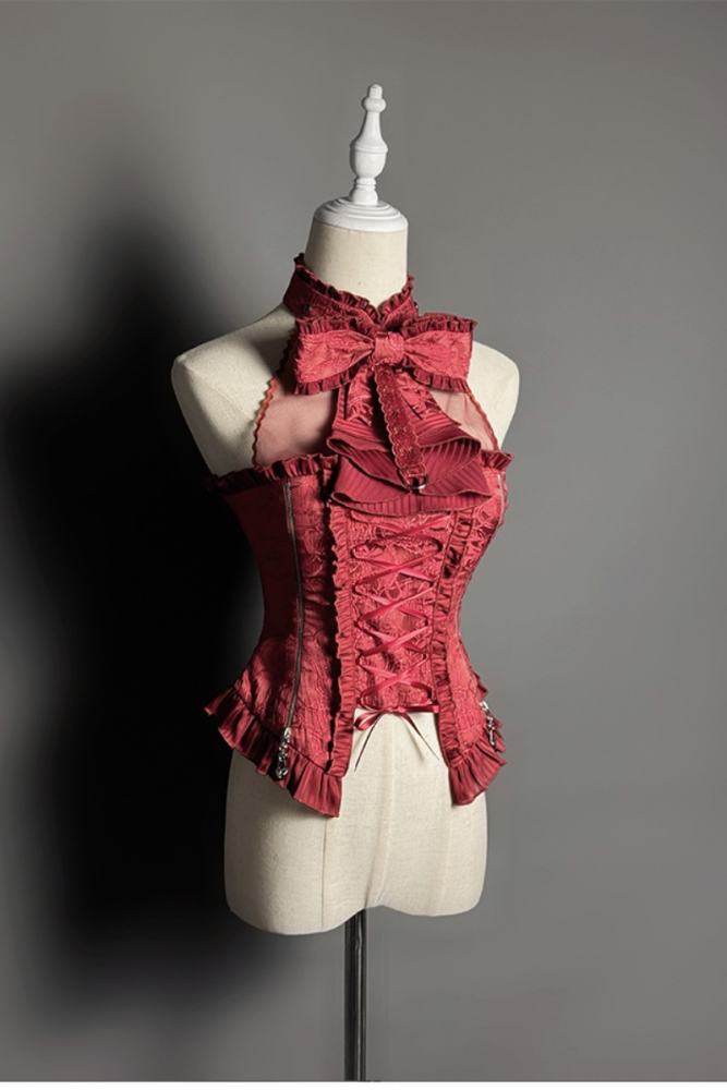 Rabbit and Cat Theme Halter Neck Top, Tiered Skirt and Trousers