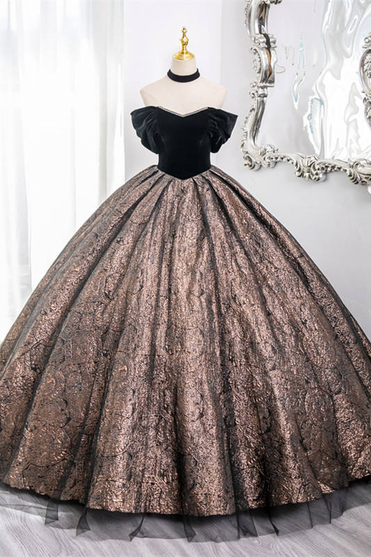 Printed Suede Fluffy Princess Prom Dress