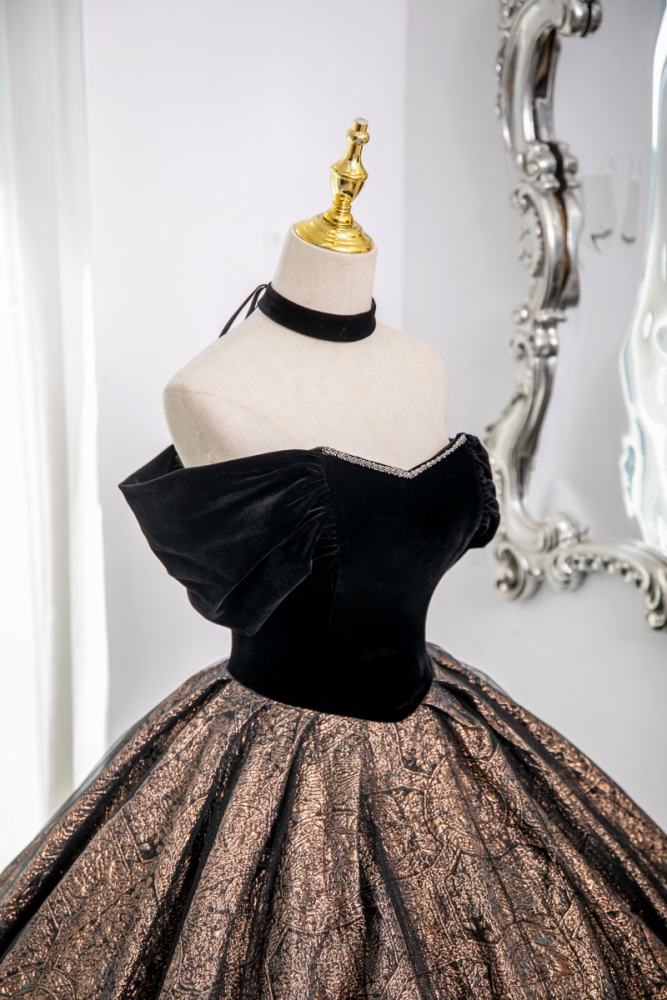 Printed Suede Fluffy Princess Prom Dress