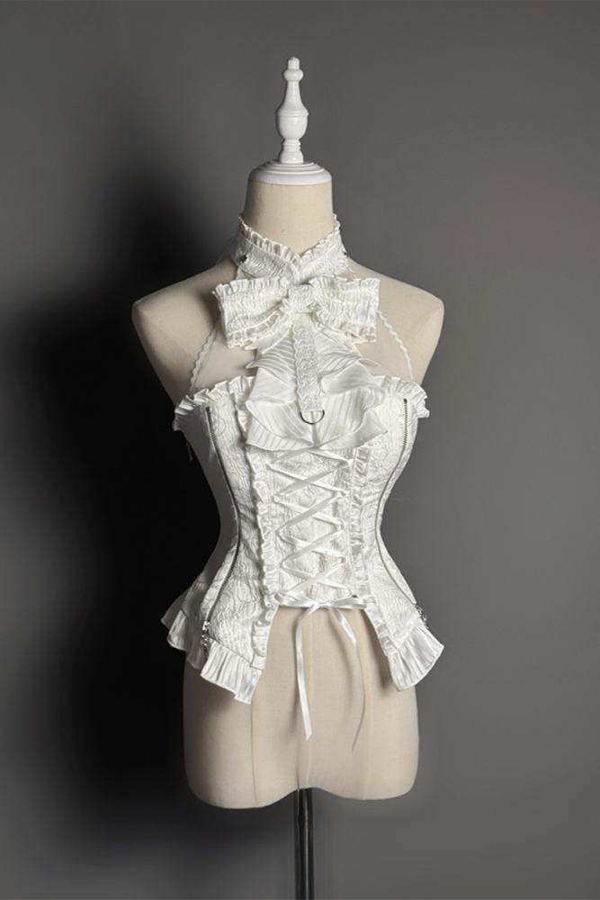 Rabbit and Cat Theme Halter Neck Top, Tiered Skirt and Trousers