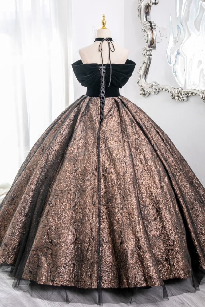 Printed Suede Fluffy Princess Prom Dress