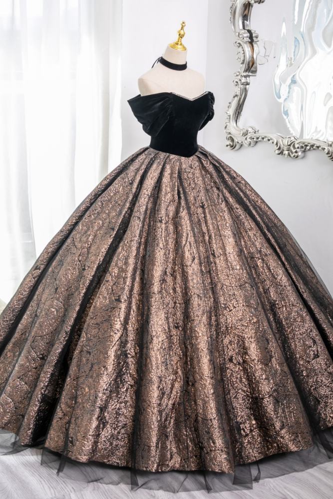 Printed Suede Fluffy Princess Prom Dress