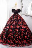 Sequins Flowers Fluffy Princess Prom Dress