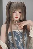 Hime Cut Long Straight Wig and Double Ponytails Claw Clips