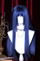 Hime Cut Long Straight Wig and Double Ponytails Claw Clips