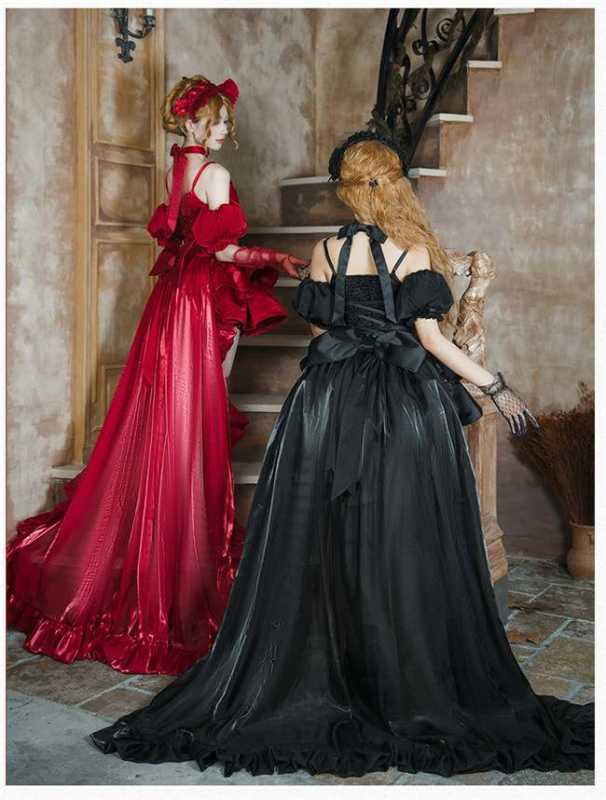 Withpuji Cowl Neck Boned Lolita Dress, Train and Accessories