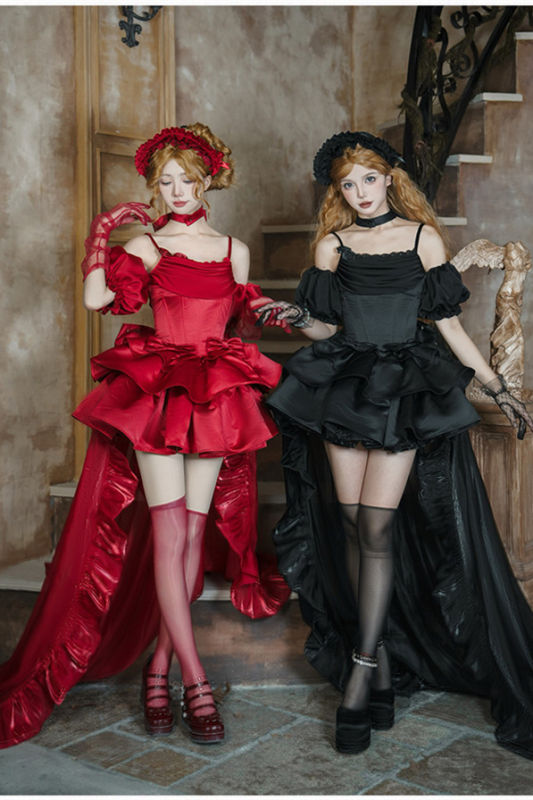 Withpuji Cowl Neck Boned Lolita Dress, Train and Accessories