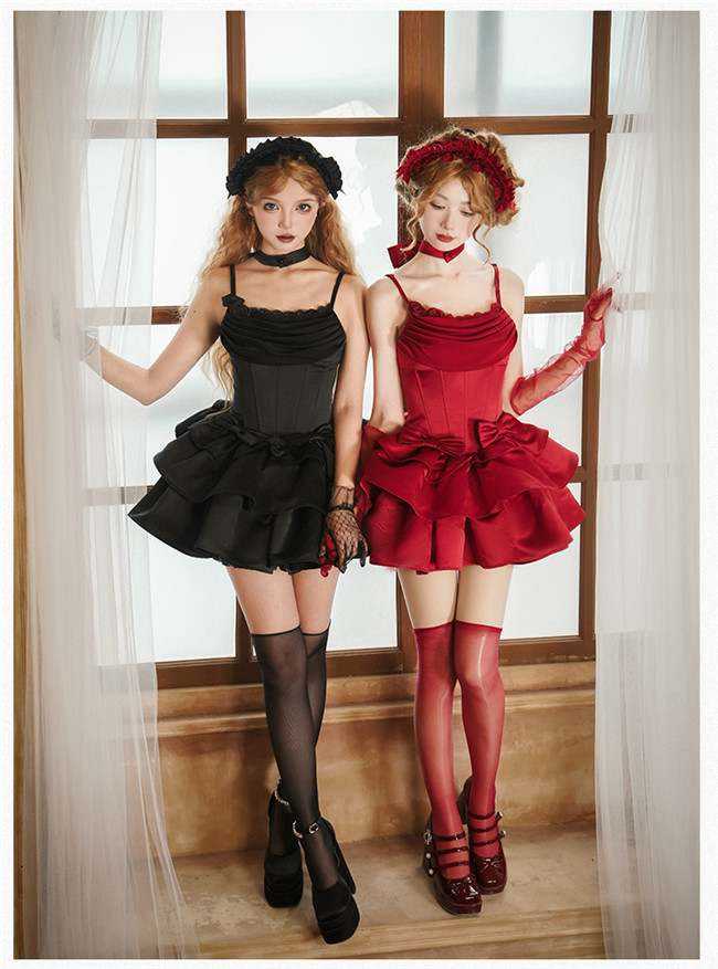 Withpuji Cowl Neck Boned Lolita Dress, Train and Accessories