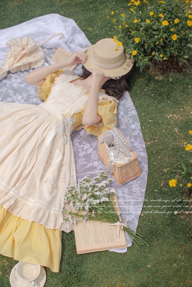 Retro French Lolita Dress + Overdress + Chest Pin