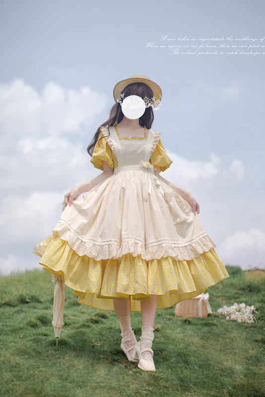 Retro French Lolita Dress + Overdress + Chest Pin
