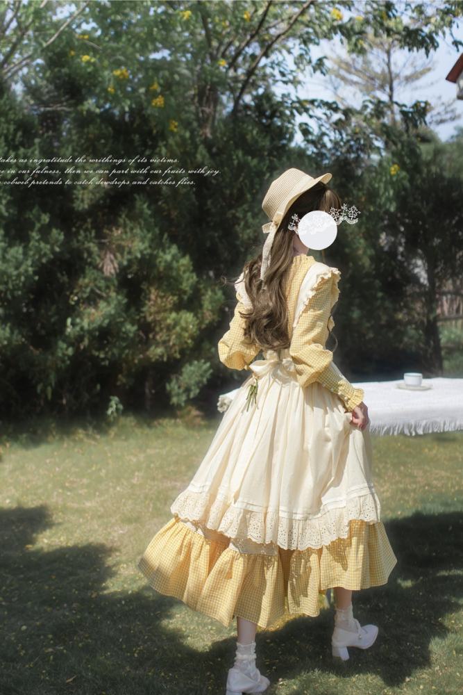 Retro French Lolita Dress + Overdress + Chest Pin