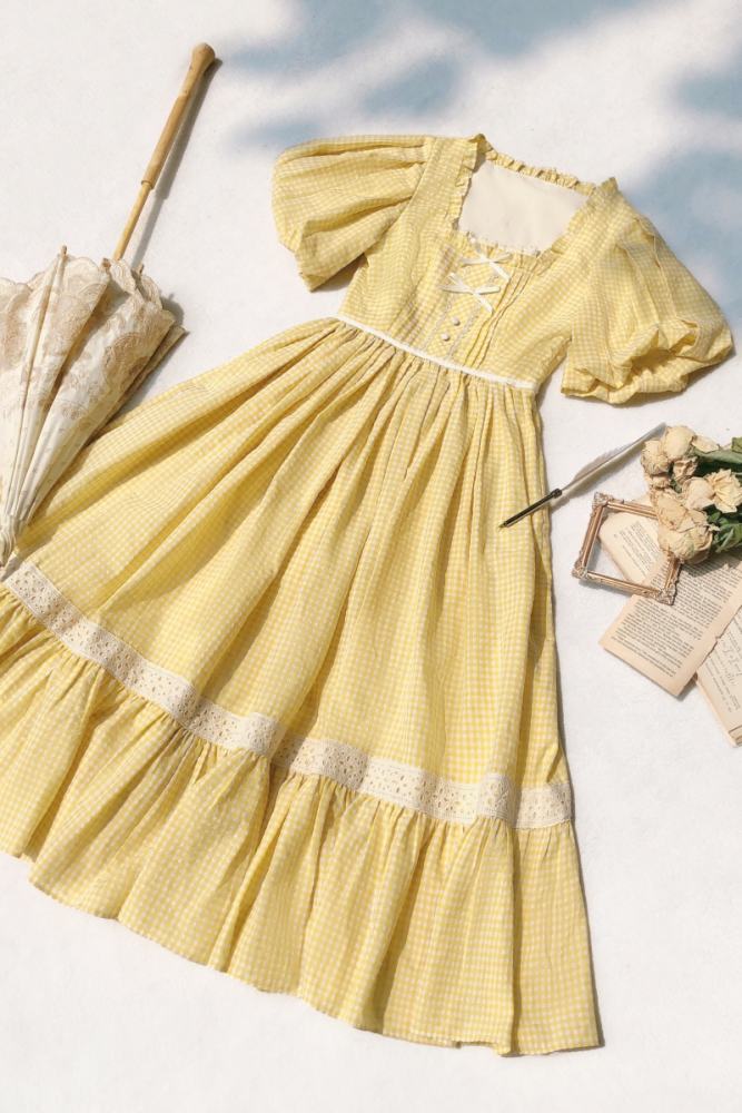 Retro French Lolita Dress + Overdress + Chest Pin