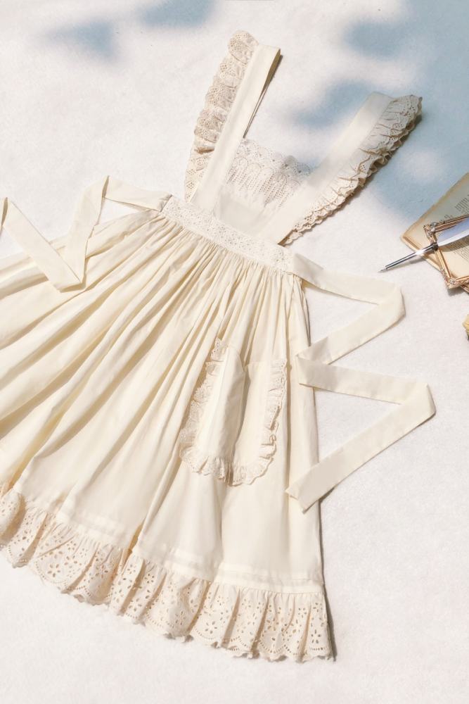 Retro French Lolita Dress + Overdress + Chest Pin