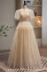 Champagne Long Fluffy Princess Prom Dress