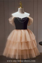 Orange Pink Short Tiered Fluffy Princess Prom Dress