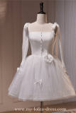 White Tie-up Short Slim Fluffy Princess Formal Dress