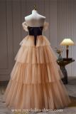 Orange Pink Tiered Fluffy Princess Prom Dress