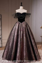 Long Black Slim Fluffy Princess Prom Dress