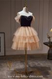 Orange Pink Short Tiered Fluffy Princess Prom Dress
