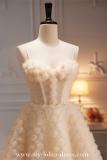 Champagne Flowers Short Princess Prom Dress