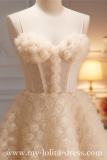 Champagne Flowers Short Princess Prom Dress