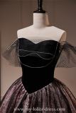 Short Black Slim Fluffy Princess Prom Dress