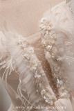 Beige Short Bow Puff Sleeves Princess Prom Dress