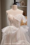White Bow Long Fluffy Princess Prom Dress