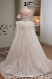 White Bow Long Fluffy Princess Prom Dress