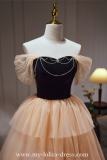 Orange Pink Tiered Fluffy Princess Prom Dress
