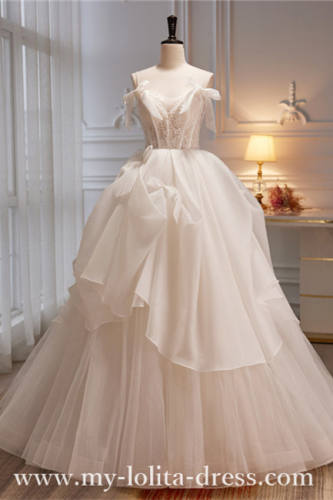 Bows Mesh Long Fluffy Princess Prom Dress