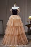 Orange Pink Tiered Fluffy Princess Prom Dress