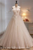 Beige Long Slim Fluffy Princess Prom Dress