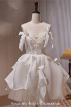 Bows Short Slim Fluffy Princess Formal Dress