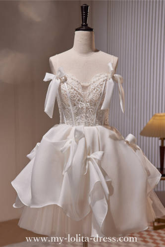 Bows Short Slim Fluffy Princess Formal Dress