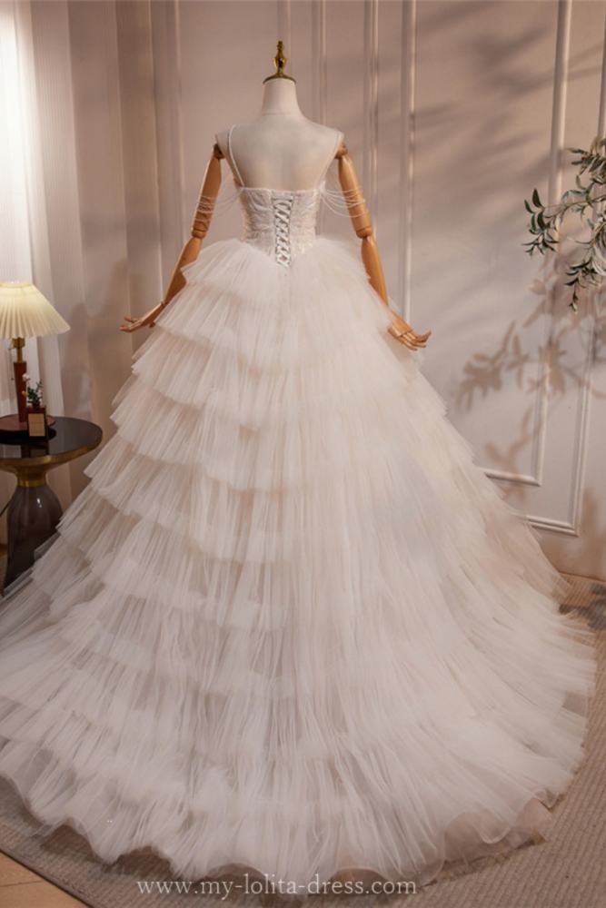 Hand-Made Sequins Tiered Fluffy Princess Prom Dress