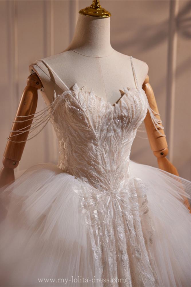 Hand-Made Sequins Tiered Fluffy Princess Prom Dress