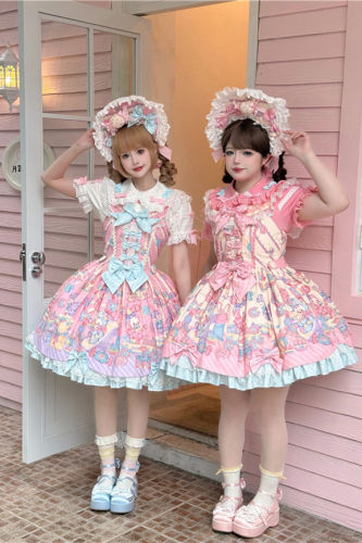 Rainbow Bunny Lolita Dress, Blouse and Accessories