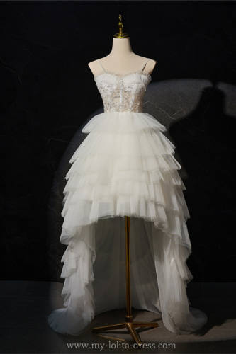 White Tailing Fluffy Princess Prom Dress