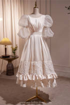 Champagne Retro Elegant Puff Princess Prom Dress