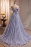 Blue Purple Flowers Butterflies Fluffy Princess Prom Dress