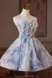 Hand Made Short Sequins and Flowers Princess Prom Dress