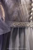 Light Grey Tiered Sleeves Fluffy Princess Formal Dress