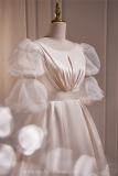 Champagne Retro Elegant Puff Princess Prom Dress