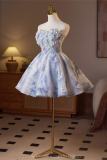 Hand Made Short Sequins and Flowers Princess Prom Dress