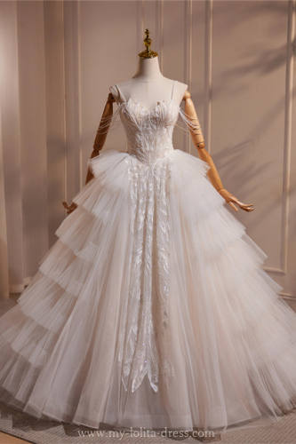 Hand-Made Sequins Tiered Fluffy Princess Prom Dress