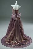 Hand Crafted Champagne Purple Beaded Tailing Princess Prom Dress