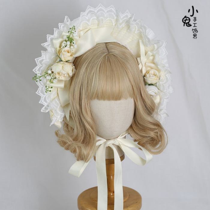 Lace Butterflies and Flowers Lolita Hat