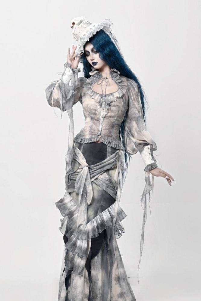 Blood Supply Corpse Bride Top, Shirt, and Fishtail Skirt
